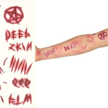 Tatuaże zmywalne znaki demona rany cięte krwawe