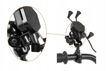 ДЕРЖАТЕЛЬ ДЛЯ ТЕЛЕФОНА НА МОТОЦИКЛ - XL - С ЗАРЯДКОЙ USB - ЧЕТЫРЕ СПИЦЫ