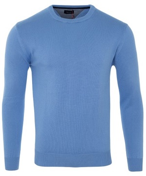 SWETER ELEGANCKI WYSOKA JAKOŚĆ 100%BAWEŁNA POD SZYJĘ NIEBIESKI M
