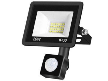 Halogen Naświetlacz Zewnętrzny 20W IP65 +Czujka