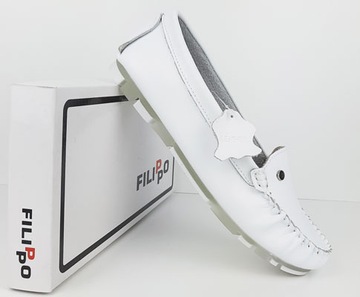 Filippo DP2037 mokasyny półbuty damskie białe r. 40