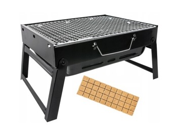 GRILL TURYSTYCZNY PRZENOŚNY SKŁADANY WĘGLOWY + ROZPAŁKA GRATIS