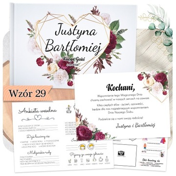 KSIĘGA GOŚCI NA ŚLUB WESELE ALBUM + SERCE PEONIE