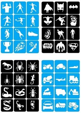 Шаблоны тату с блестками, Татуировки с блестками - микс из 100 штук