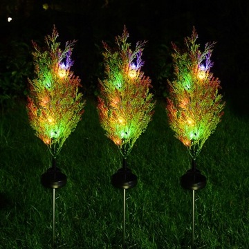 2 светодиодные солнечные лампы, кипарис, встроенная садовая RGB-подсветка, цветная