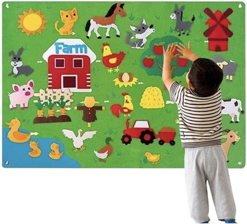 FILCOWA MATA TABLICA EDUKACYJNA MONTESSORI FARMA DLA DZIECI ZESTAW DUŻY x38