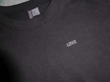 H&M krótka oversize bluza czarna z napisem,,LOVE" r,M