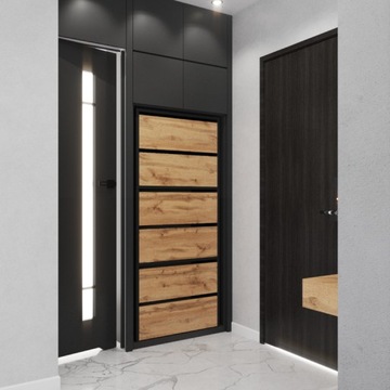 ШКАФ ДЛЯ ОБУВИ ВЫСОКАЯ ПОЛКА-СТОЙКА КНИЖНЫЙ ШКАФ ДЛЯ HALLEY LOFT ЧЕРНЫЙ WOTAN