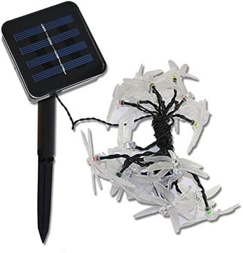 Солнечные светодиодные садовые светильники-стрекозы для сада, 6,5 м, 30 светодиодов теплого белого цвета