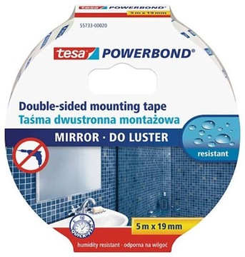 Taśma montażowa 19mmx5m Powerbond do luster Tesa