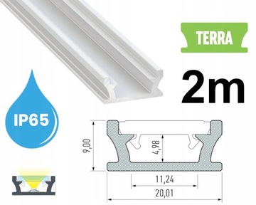 PROFIL LED WODOODPORNY IP65 IP67 TERRA BIAŁY 2m