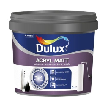 DULUX ACRYL MATT WHITE 5л БЕЛАЯ КРАСКА ДЛЯ СТЕН И ПОТОЛКОВ