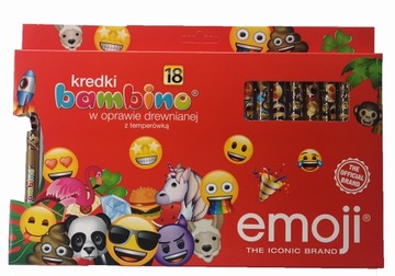 Kredki Bambino w oprawie drewnianej z temperówką EMOJI 18 szt.
