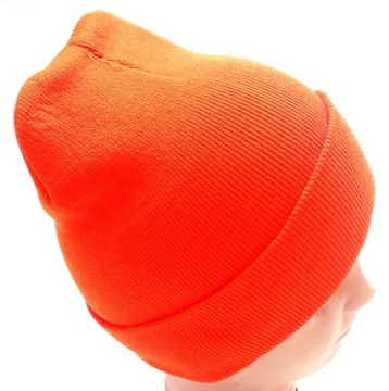 Myśliwska zimowa czapka, oliwka, pomarańcz