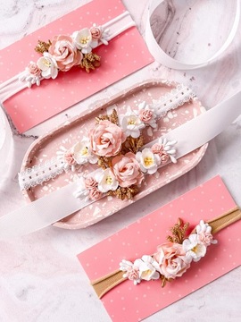 Платье для крещения роз, комплект с повязкой на голову и поясом