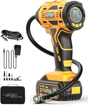 Pompka do opon AUTDER 21V, 180 PSI z cyfrowym manometrem L724