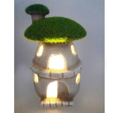 LAMPION LED FIGURKA OGRODOWA DOMEK GRZYBEK CERAMICZNY MECH DUŻY 16cm