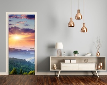 ZACHÓD SŁOŃCA W GÓRACH okleina naklejka na drzwi