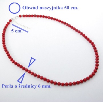 Czeska perła Naszyjnik Korale Czerwone Jablonec 0,6 / 50 cm.