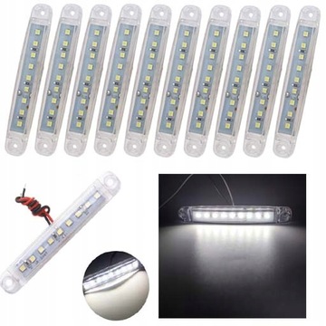 10 szt. LAMPA OBRYSOWA 9 LED 12V 24V BIAŁA BIAŁY