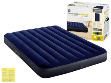 Materac Dmuchany Welurowy Dwuosobowy Łóżko 191x137x25 Intex 64758 Model2024