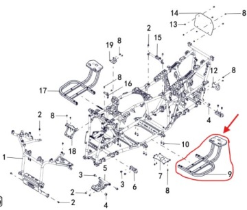 LEWY STELAŻ METALOWY PODNÓŻKA WSPORNIK Quad ATV Linhai Landforce 650L OEM!