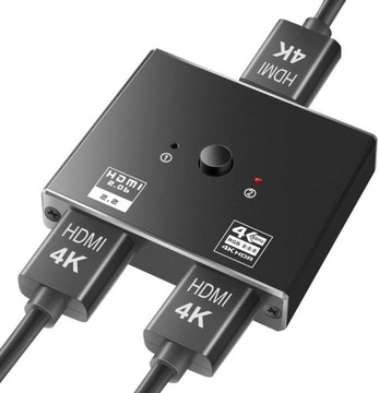 INF Przełącznik HDMI 2.0 2 wejścia 1 wyjście Rozdzielacz 4K HDMI 1 wejście