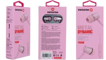 SŁUCHAWKI SWISSTEN METAL DYNAMIC YS500 RÓŻOWE