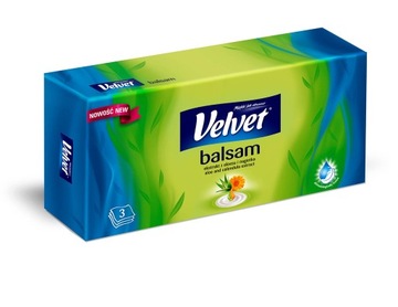 Chusteczki papierowe kosmetyczne Velvet Balsam - trójwarstwowe / 70 szt.