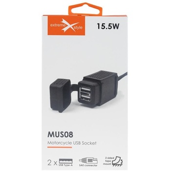 Зарядное устройство для мотоцикла 2xUSB — SAE — кабель 200 см