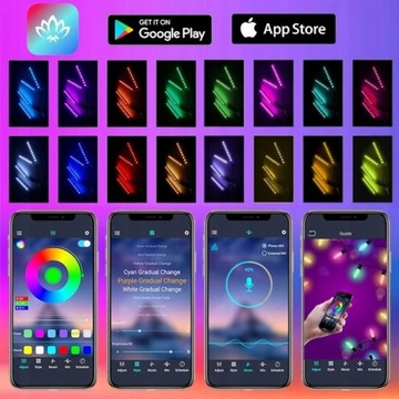 ПОДСВЕТКА ДНЯ АВТОМОБИЛЯ Полосы LED RGB Неон Набор ТЮНИНГ ANDROID Смартфон