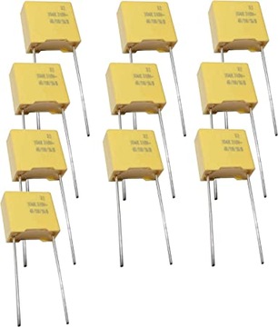 9x KONDENSATOR polipropylenowy 100nF 310V AC 10mm