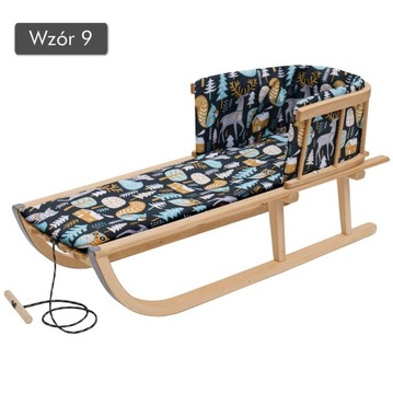 Drewniane sanki z oparciem + siedzisko materac oparcie