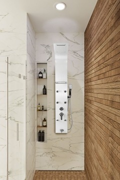 КОЛОННА ВАННА ДУШЕВАЯ ПАНЕЛЬ ВАННА ДУШЕВАЯ ПОЛКА ДОЖДЕВОЙ ДУШ 5 РЕЖИМОВ БЕЛЫЙ