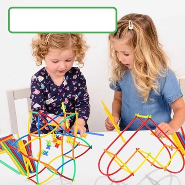 SŁOMKI KONSTRUKCYJNE KLOCKI 3D ZESTAW KREATYWNY 160 elem.