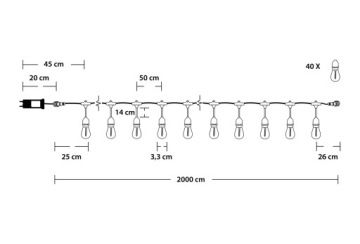 Садовая гирлянда OUTDOOR LIGHT BRANCH 20м + 40 LED E27 лампочек 2W