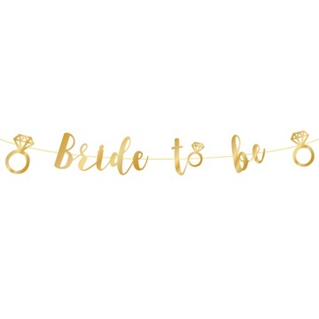 Baner na wieczór panieński Bride to be złoty 150cm