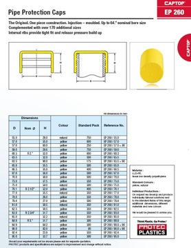 Заглушки для труб, защитные колпачки EP 260 21,3 - 1000 шт.