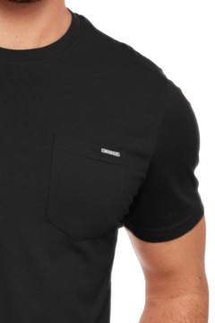 T-Shirt Koszulka Męska Bawełniana z Kieszonką Krótki Rękaw Czarna MORAJ XL