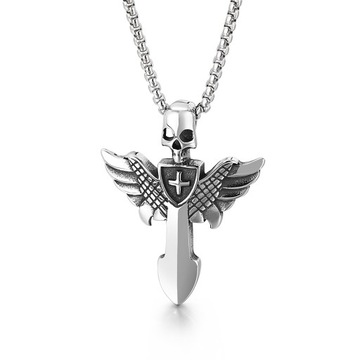 NASZYJNIK MĘSKI CZASZKA SKULL GOTYK STAL 316L