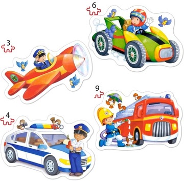 PUZZLE BABY 4W1 POJAZDY PILOT STRAŻAK POLICJANT KIEROWCA CASTORLAND 3+
