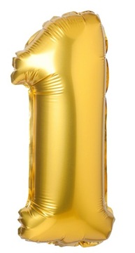 BALONY FOLIOWE TORT CYFRY 1 URODZINY ZŁOTY 71 cm