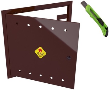 DRZWICZKI I RAMKA SKRZYNKA GAZOWA 600x600 BRĄZOWA GAZ SZAFKA + NÓŻ GRATIS