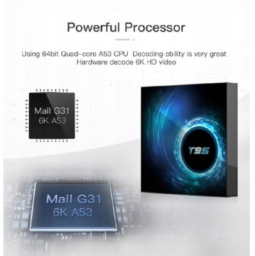 Smart TV Box 4G 64 ГБ T95 6K Android 10 телеприставка.