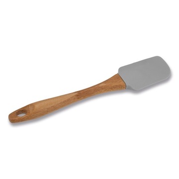 Silikonowa ŁOPATKA KUCHENNA szpatułka z drewnianą rączką 25,5 cm szara