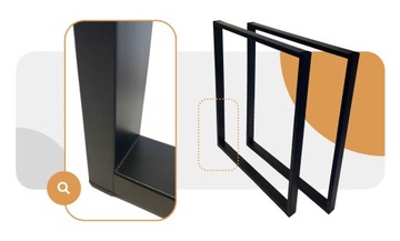 Ножки металлические для стола Лофт Индастриал, черные, 60х72 см, профиль 4х2см, 2 шт.