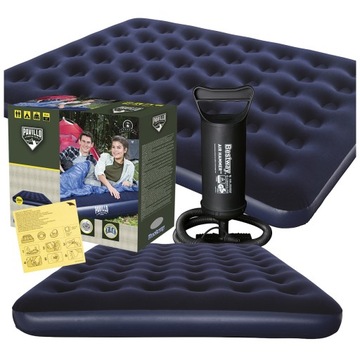 MATERAC DMUCHANY WELUROWY DWUOSOBOWY 203x152x22 cm BESTWAY 67003 + POMPKA