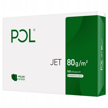 PAPIER KSERO POLJET BIAŁY A3 80g 500 ARKUSZY RYZA