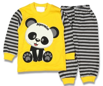 PIŻAMA piżamka KOMPLET żółta PANDA - ROZ. 80