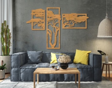 Картины для гостиной Спальня Картина для спальни Ажурный триптих дерево бонсай Большой